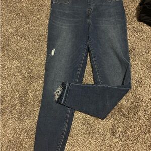 SPANX Blue Skinny Jeans with Distressed Details